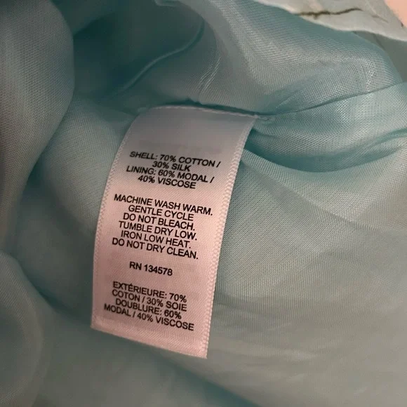 Vineyard Vines Ruffle-Neck Blouse Light Blue V neck - Picture 6 of 7